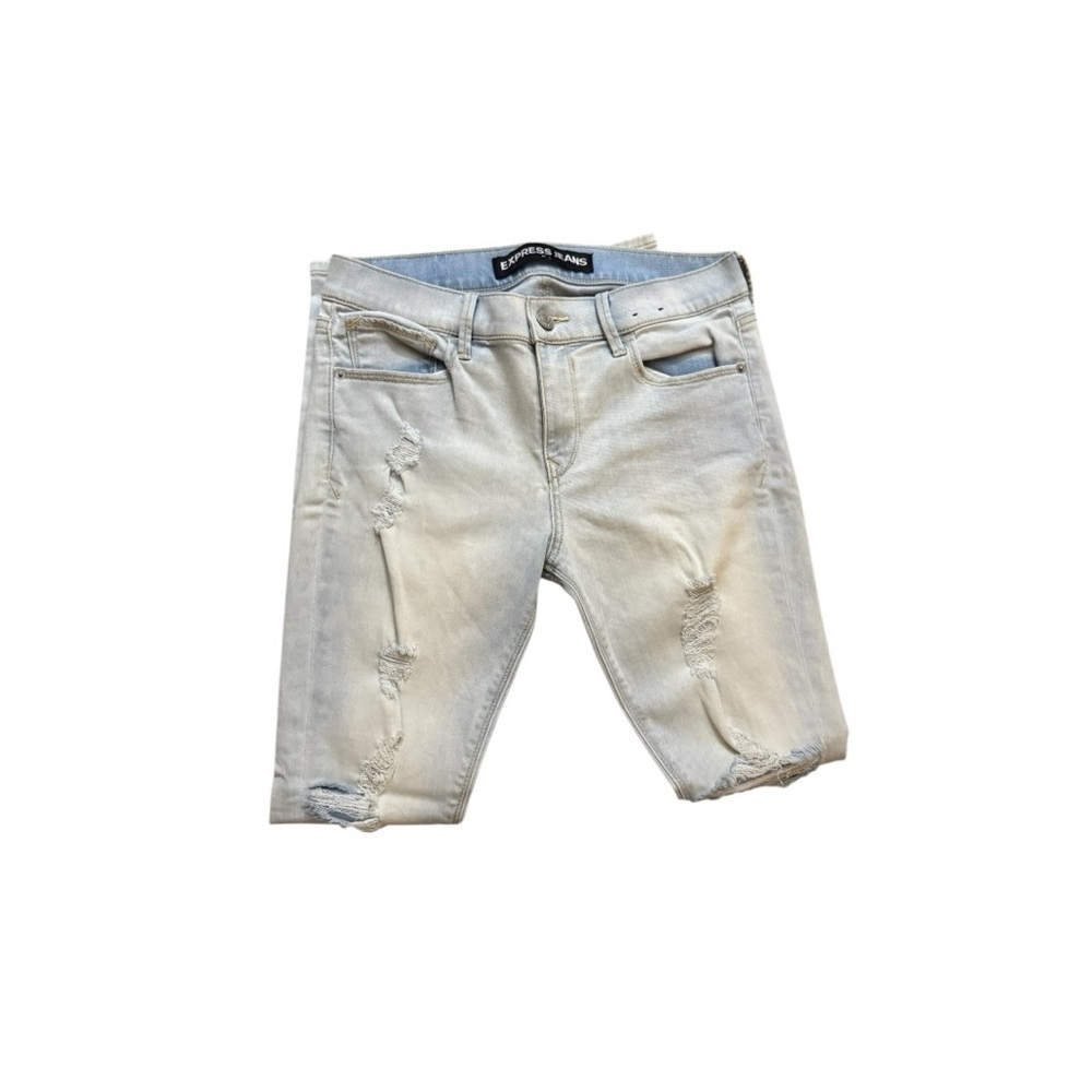 Express Light Wash Ripped Women's Jeggings - Picture 5 of 6